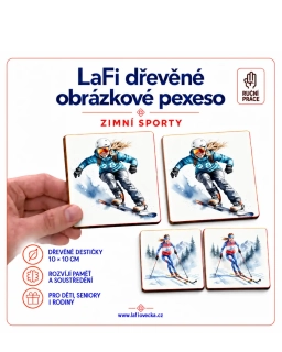 LaFi dřevěné obrázkové pexeso – Zimní sporty